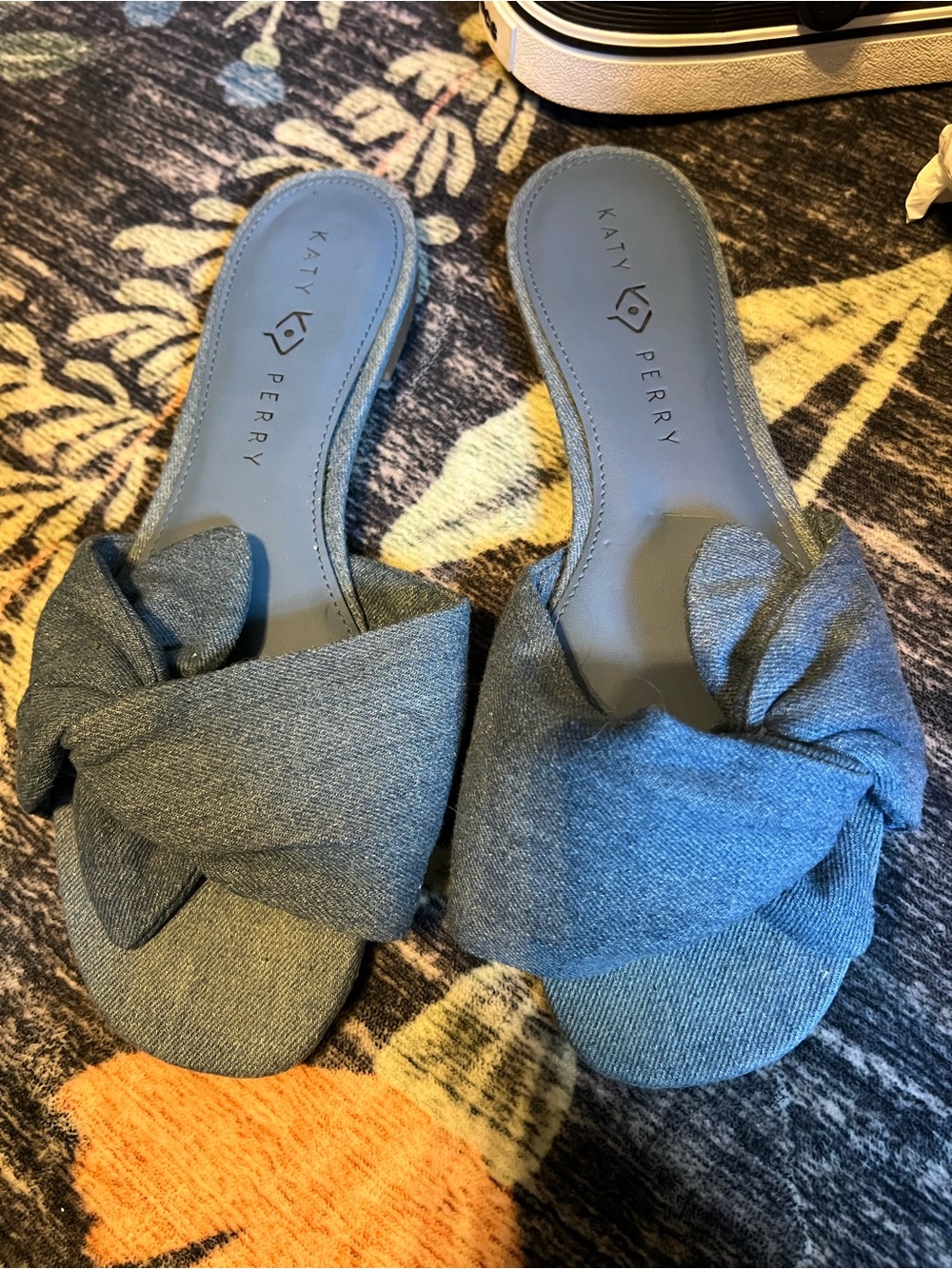 Katy Perry Collections Denim Knot Slide Sandals in Blue NWOT